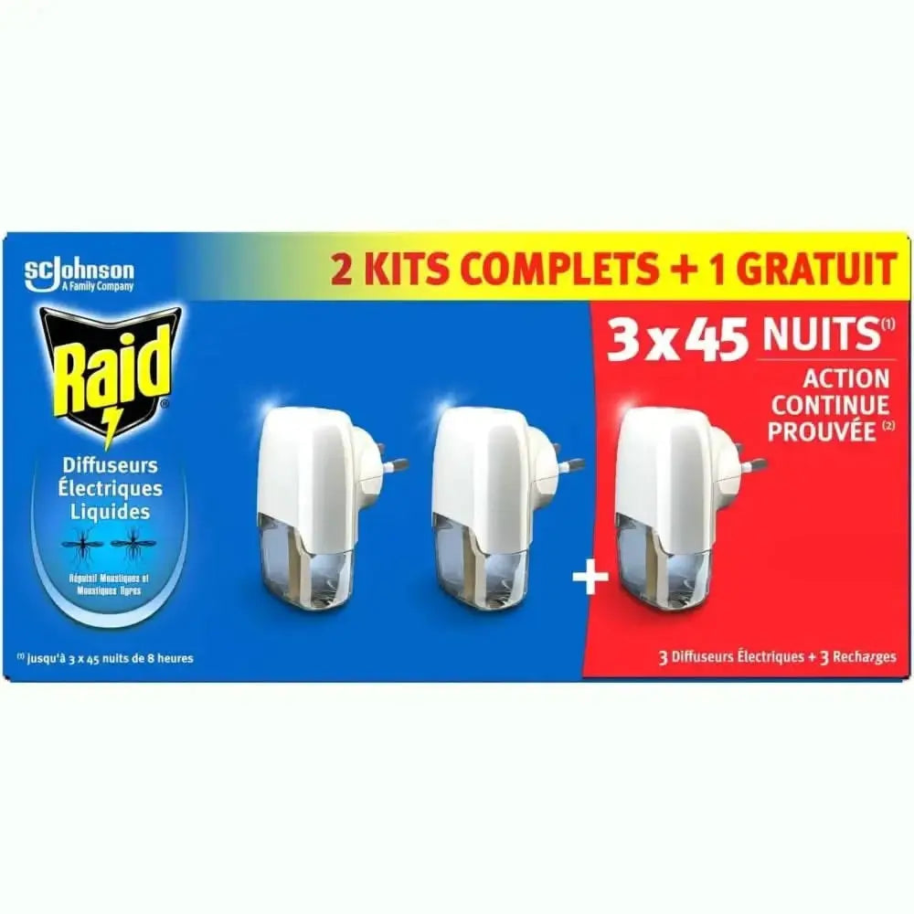 Diffuseur Électrique Raid Protection Contre Moustiques Tigres 3X45 Nuits,Cpourtoi.Net,CI