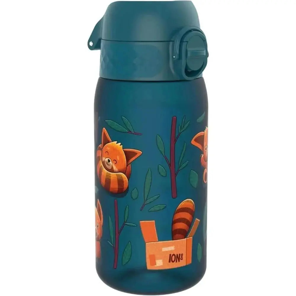 Gourde Enfant Ion8 Anti-fuites avec designs de pandas rouges sur fond teal