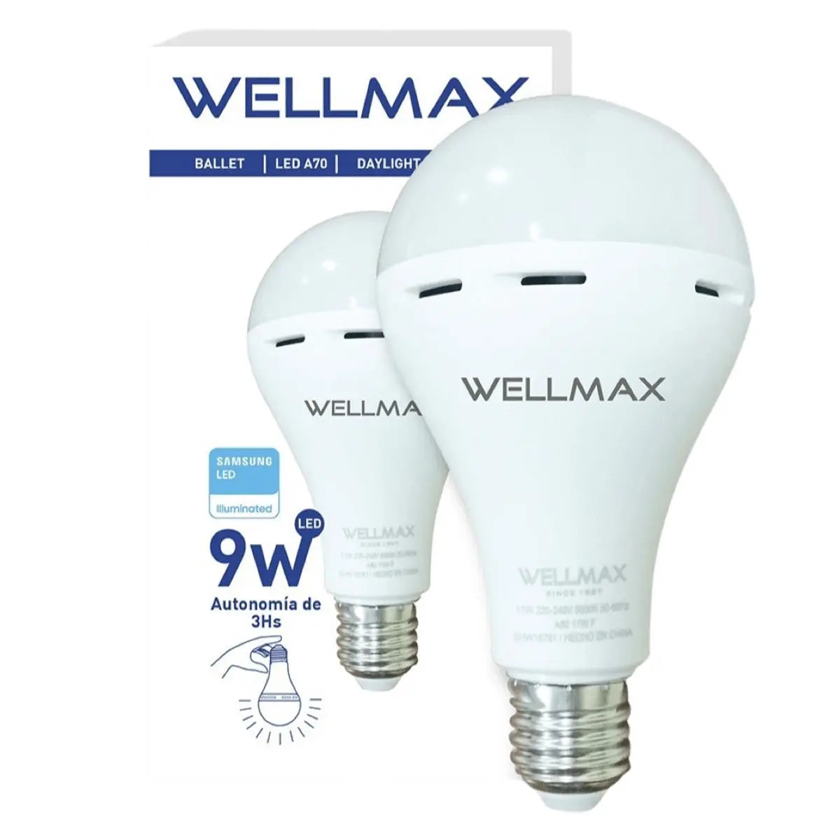 WELLMAX Ampoules rechargeables 9W pour une lumière constante WELLMAX